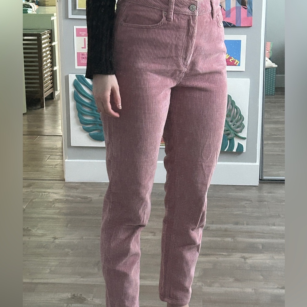 Pink Corduroy Mom Fit Straight Leg Pants - Picture 3 of 3